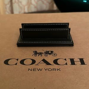 Coach Black Leather Desk Accessory With White Stiching